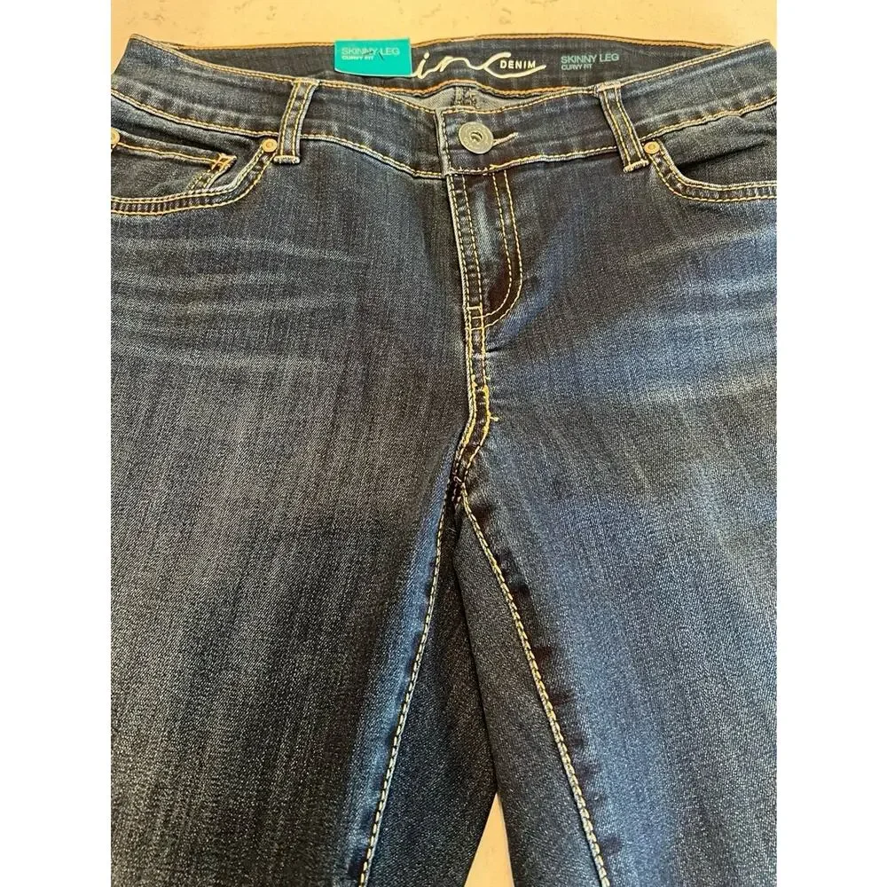 INC Denim Dark Skinny Leg Curvy Fit Jeans Size 8 30 inseam NWT